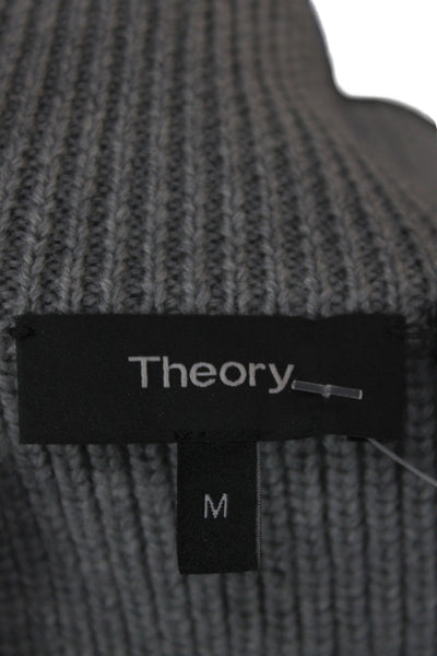 Theory Mens Cardigan Gray Merino Wool Mock Neck Long Sleeve Size M