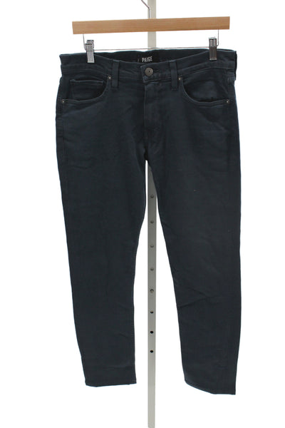 Paige Mens Skinny Jeans Black High Rise Cotton Blend Button Size 31