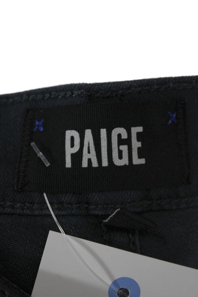 Paige Mens Skinny Jeans Black High Rise Cotton Blend Button Size 31