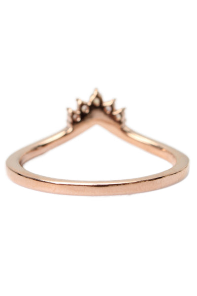 Pandora Womens Rose Gold Tone Cubic Zirconia Tiara Wishbone Ring Sz 6 NWOT