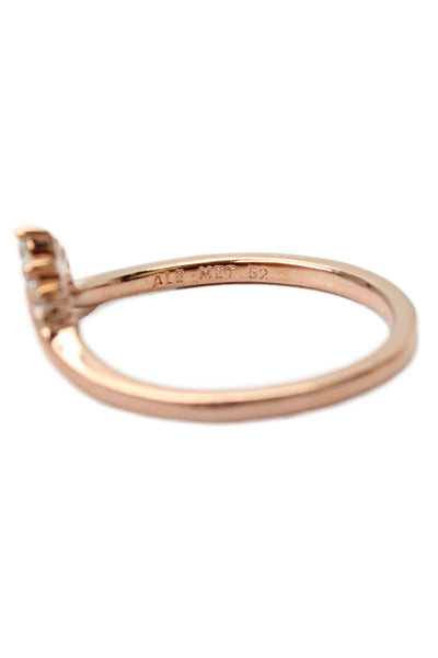 Pandora Womens Rose Gold Tone Cubic Zirconia Tiara Wishbone Ring Sz 6 NWOT