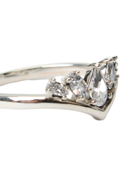 Pandora Womens 925 Silver Cubic Zirconia Sparkling Wishbone Ring Sz 4.5 NWOT