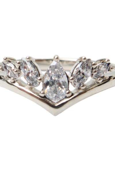 Pandora Womens 925 Silver Cubic Zirconia Sparkling Wishbone Ring Sz 4.5 NWOT