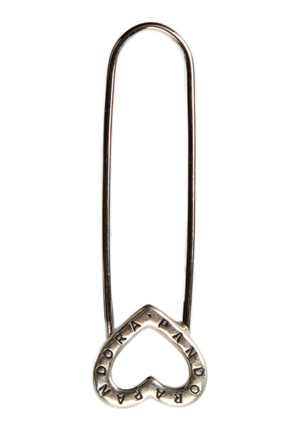 Pandora Womens 925 Silver + Steel ME Heart Safety Pin Brooch 1.5" 1.5g