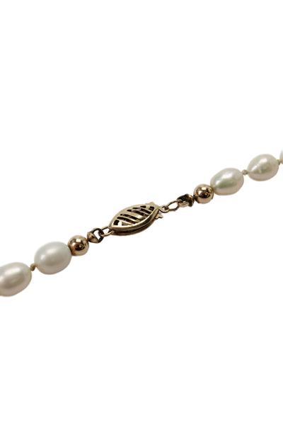Designer Womens 14K Yellow Gold Filled Pearl + Lapis Bead Strand Necklace 29"