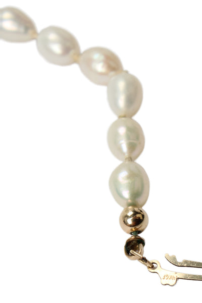 Designer Womens 14K Yellow Gold Filled Pearl + Lapis Bead Strand Necklace 29"
