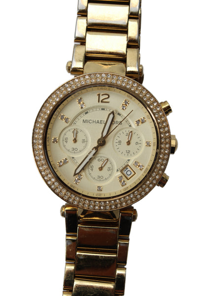 Michael Kors Womens Gold Tone Crystal Parker MK-5354 Quartz Watch 39mm