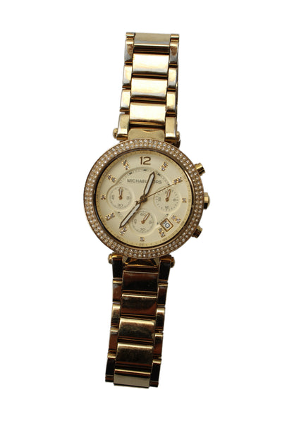 Michael Kors Womens Gold Tone Crystal Parker MK-5354 Quartz Watch 39mm