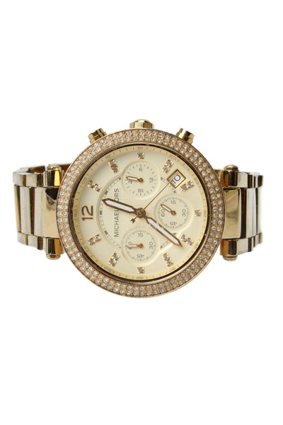 Michael Kors Womens Gold Tone Crystal Parker MK-5354 Quartz Watch 39mm