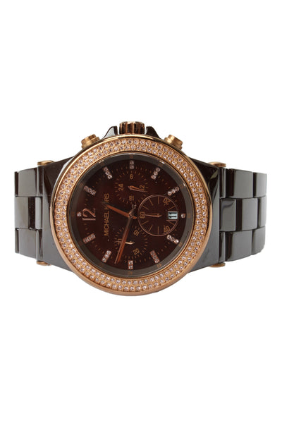 Michael Kors Womens Brown Ceramic Crystal Dylan MK-5518 Quartz Watch 43mm