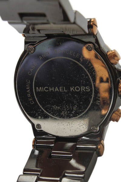 Michael Kors Womens Brown Ceramic Crystal Dylan MK-5518 Quartz Watch 43mm