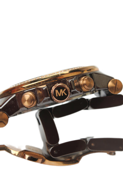 Michael Kors Womens Brown Ceramic Crystal Dylan MK-5518 Quartz Watch 43mm