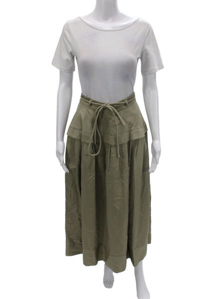 & Other Stories Womens Maxi Skirt Green Tie Waist Long Lyocell Size 2