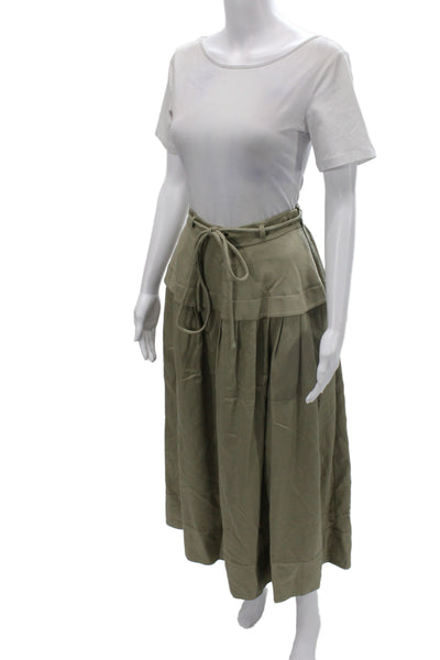 & Other Stories Womens Maxi Skirt Green Tie Waist Long Lyocell Size 2