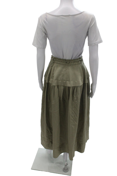 & Other Stories Womens Maxi Skirt Green Tie Waist Long Lyocell Size 2