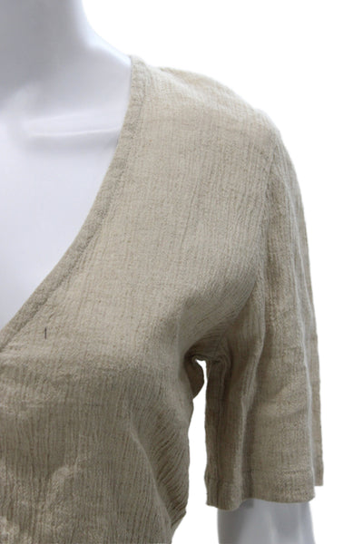 Majorelle Womens Linen Short Sleeves Blouse Pant Set Beige Size Small