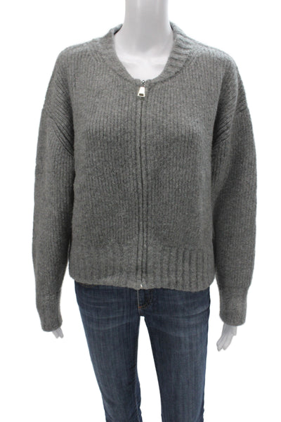 Zara Women Cardigan Gray Round Neck Long Sleeve Acrylic Size S