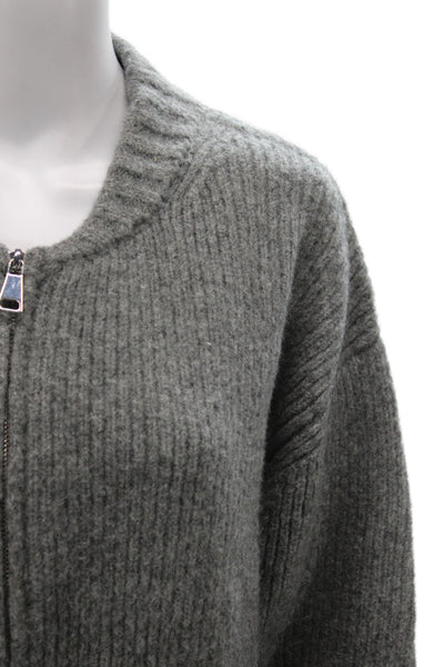 Zara Women Cardigan Gray Round Neck Long Sleeve Acrylic Size S