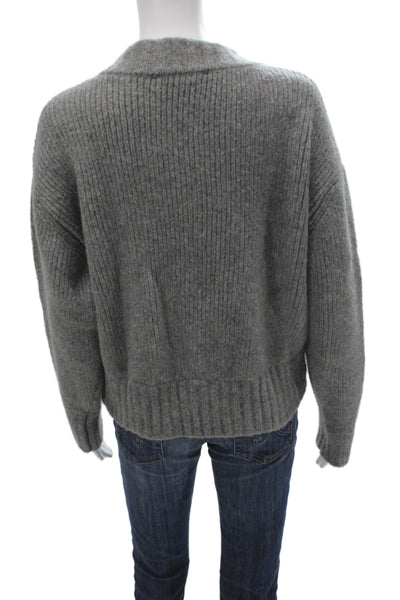 Zara Women Cardigan Gray Round Neck Long Sleeve Acrylic Size S