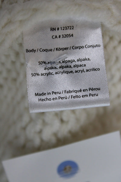 Xirena Womens Pullover Ivory Striped Crew Neck Long Sleeve Alpaca Size S