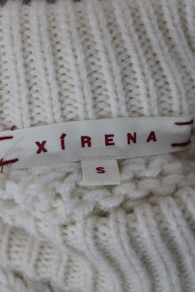 Xirena Womens Pullover Ivory Striped Crew Neck Long Sleeve Alpaca Size S