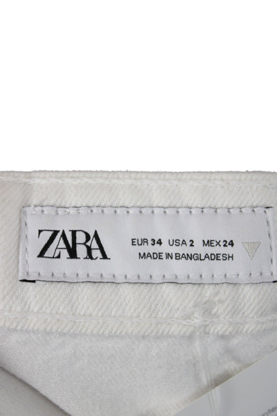 Zara Womens White Wide-Leg Jeans Size 2