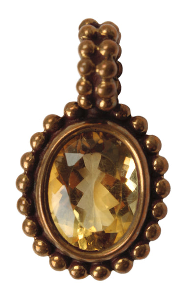 Stephen Dweck Womens Gold Tone Citrine Pendant 1.5"