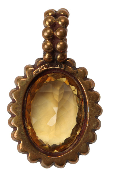 Stephen Dweck Womens Gold Tone Citrine Pendant 1.5"