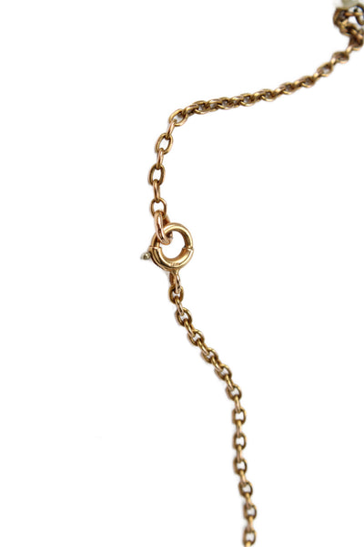 Designer Womens Gold Plated Pearl Station Necklace + 14K Gold Clasp 65"