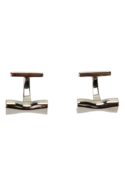 Hugo Boss Mens Silver Tone Logo Cufflinks
