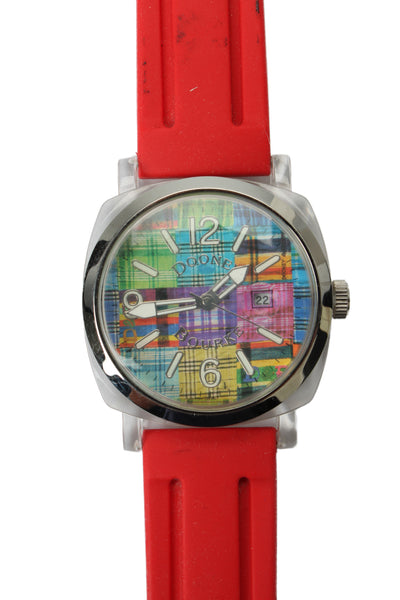 Dooney & Bourke Womens Vintage Stainless Steel Plaid Dial Quartz Watch 44mm