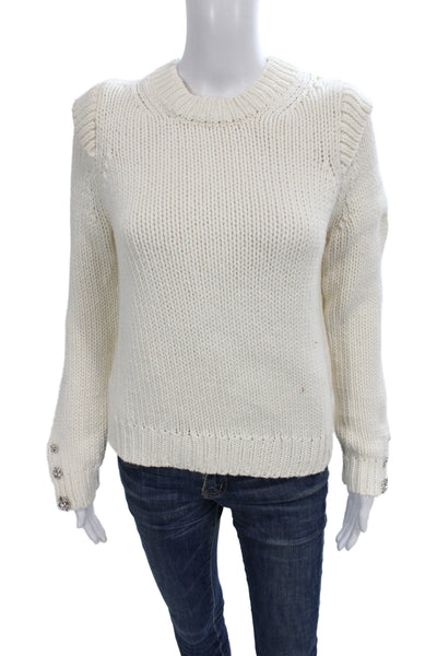 Ba&Sh Women Ivory Pullover Sweater Crewneck Long Sleeve Cotton Size 2