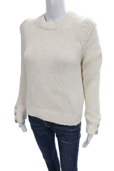 Ba&Sh Women Ivory Pullover Sweater Crewneck Long Sleeve Cotton Size 2