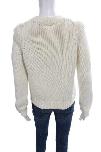 Ba&Sh Women Ivory Pullover Sweater Crewneck Long Sleeve Cotton Size 2