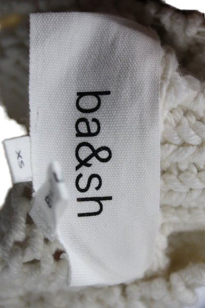 Ba&Sh Women Ivory Pullover Sweater Crewneck Long Sleeve Cotton Size 2