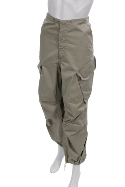 Agolde Women Cargo Pants Beige 100% Cotton Button Closure Size XS