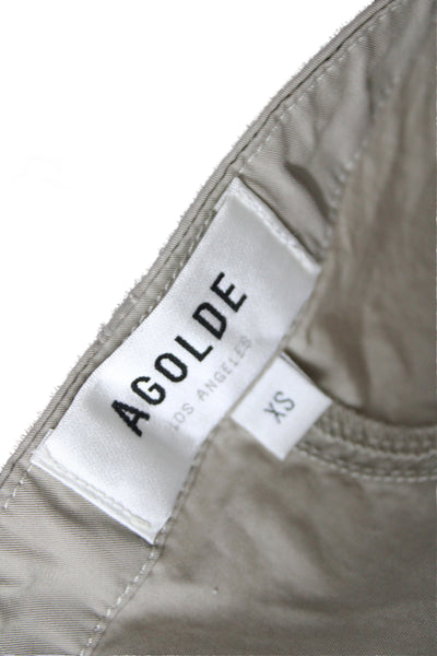 Agolde Women Cargo Pants Beige 100% Cotton Button Closure Size XS