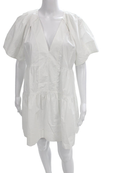 A.L.C. Womens Mini Dress White V Neck Short Sleeve Cotton Size 4