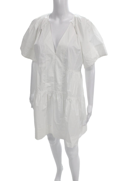 A.L.C. Womens Mini Dress White V Neck Short Sleeve Cotton Size 4