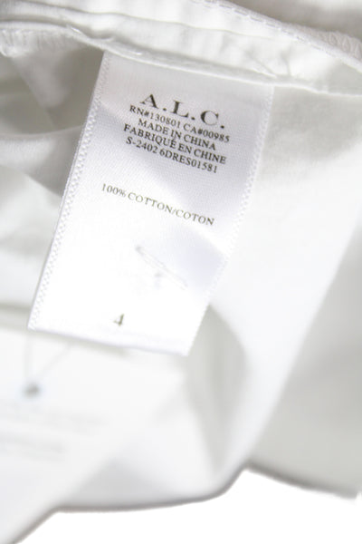 A.L.C. Womens Mini Dress White V Neck Short Sleeve Cotton Size 4