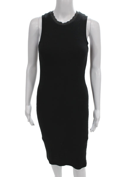 Goldie Women Bodycon Dress Black Sleeveless Round Neck Knee Length Size XS