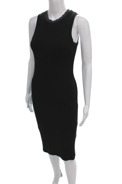 Goldie Women Bodycon Dress Black Sleeveless Round Neck Knee Length Size XS