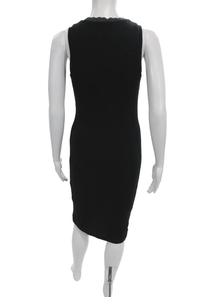 Goldie Women Bodycon Dress Black Sleeveless Round Neck Knee Length Size XS