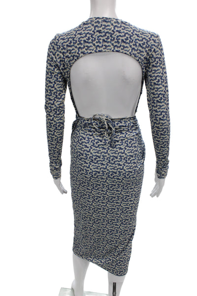 Marant Etoile Womens Abstract Print Blouse Skirt Set White Blue Size EUR 34