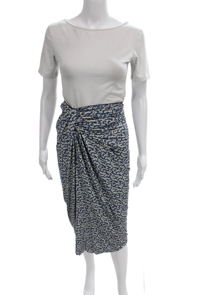 Marant Etoile Womens Abstract Print Blouse Skirt Set White Blue Size EUR 34