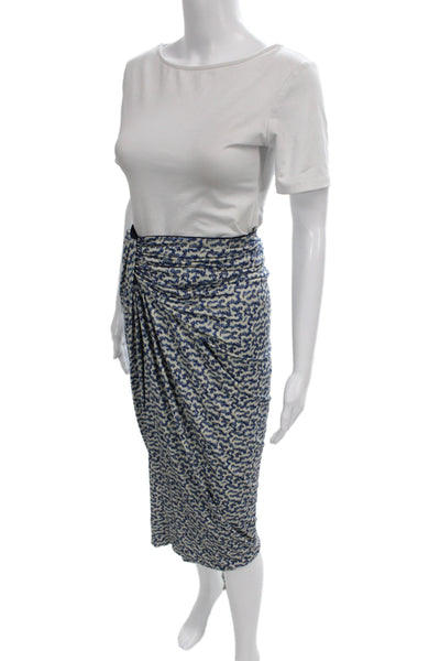Marant Etoile Womens Abstract Print Blouse Skirt Set White Blue Size EUR 34