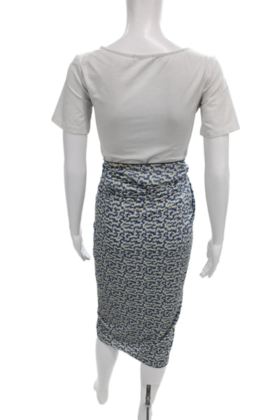Marant Etoile Womens Abstract Print Blouse Skirt Set White Blue Size EUR 34