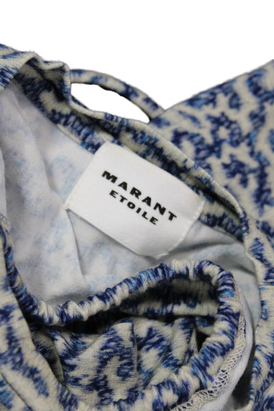 Marant Etoile Womens Abstract Print Blouse Skirt Set White Blue Size EUR 34