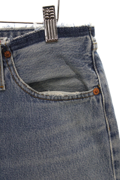 Re/Done Women Cropped Blue High Rise Cotton Jeans Button Vintage Size 25