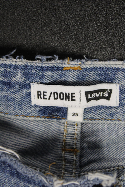 Re/Done Women Cropped Blue High Rise Cotton Jeans Button Vintage Size 25